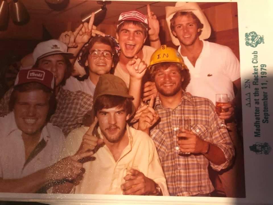 Tri-Delt Madhatter at the Racket Club Function, 1979